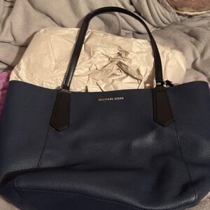 Michael Kors Dark Blue Leather Tote